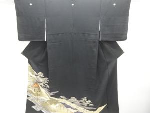 花車に鶴模様刺繍留袖(比翼付き)